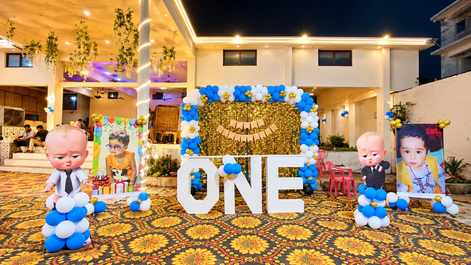 Decorated banquet lawn for birthday celebration